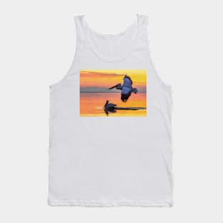 Pelican At In Flight At Sunset Tank Top